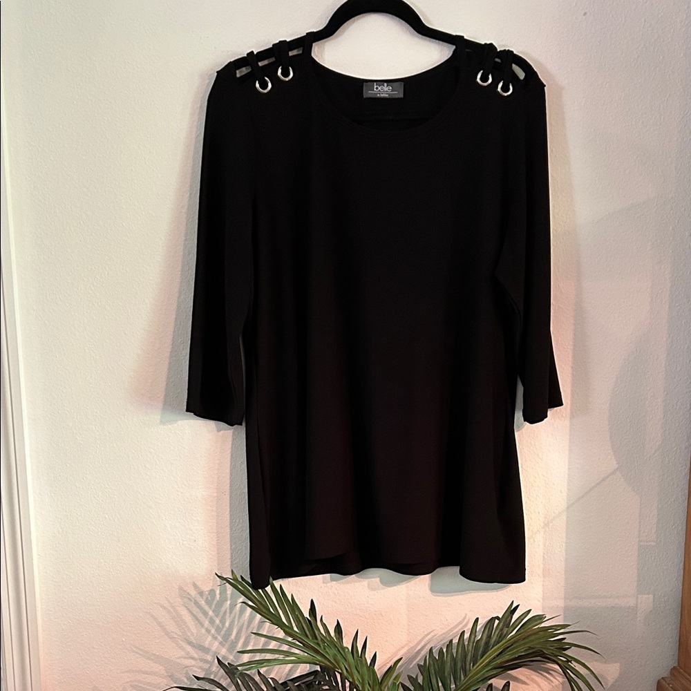Belle by Bellini  Black Tunic with Grommet Accents
